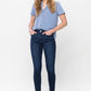 Mid Rise Classic Crinkle Ankle Detail Skinny - Dark Blue ONLY SIZE 9(29) LEFT