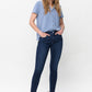 Mid Rise Classic Crinkle Ankle Detail Skinny - Dark Blue ONLY SIZE 9(29) LEFT