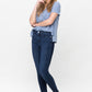 Mid Rise Classic Crinkle Ankle Detail Skinny - Dark Blue ONLY SIZE 9(29) LEFT