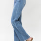 Mid Rise Vintage Wash Wide Leg Jeans - Medium