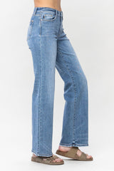 Mid Rise Vintage Wash Wide Leg Jeans - Medium