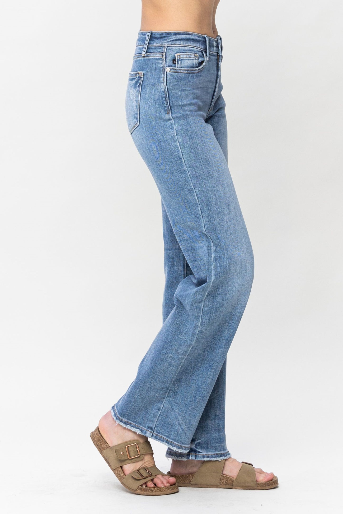 Mid Rise Vintage Wash Wide Leg Jeans - Medium