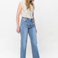 Mid Rise Vintage Wash Wide Leg Jeans - Medium