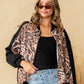 Animal Print Zip Up Top - Black/Brown