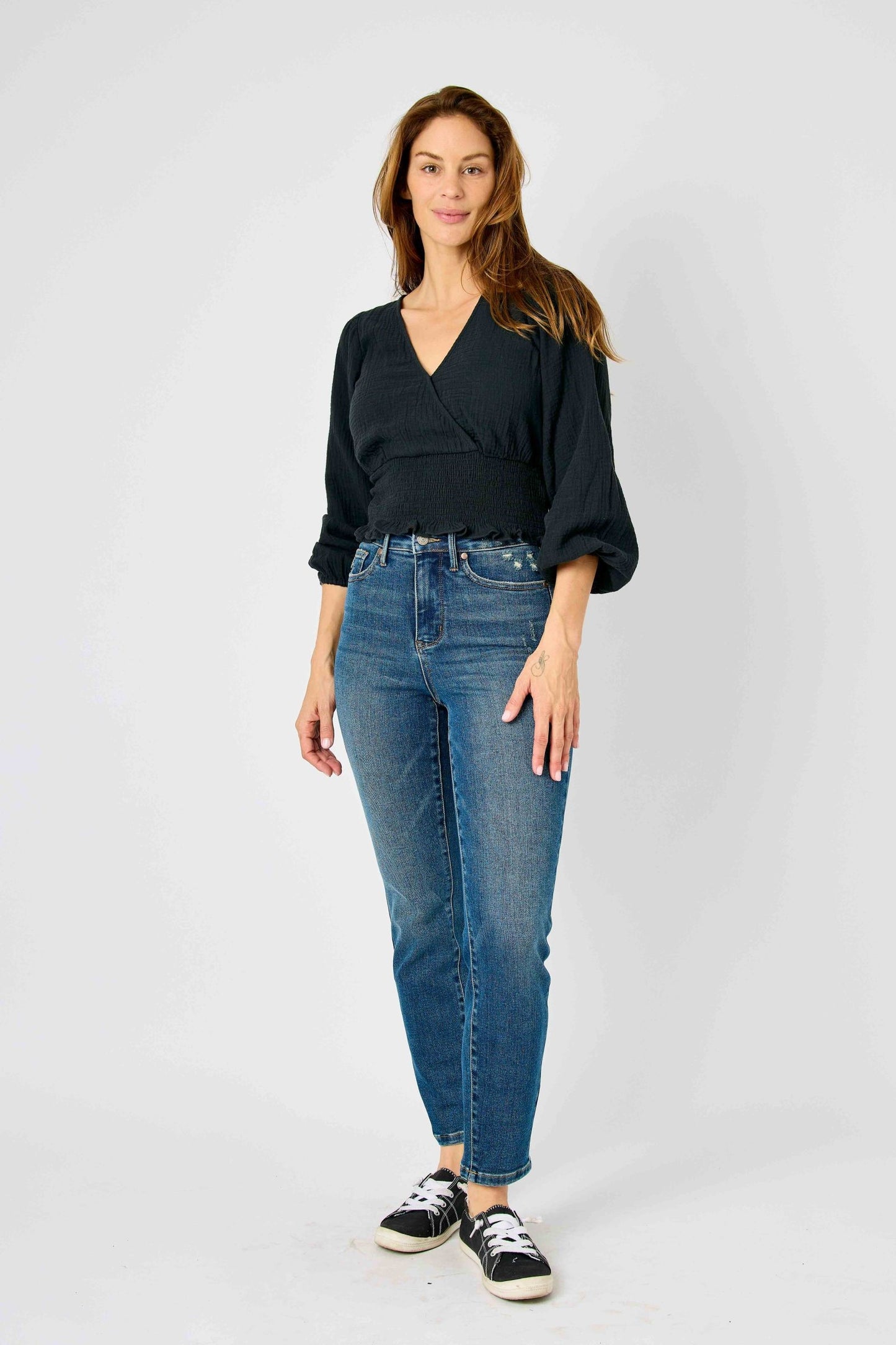 High Waist Tummy Control Slim Jeans - Dark