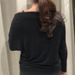 L/S Boatneck Top with Thumbholes - Black