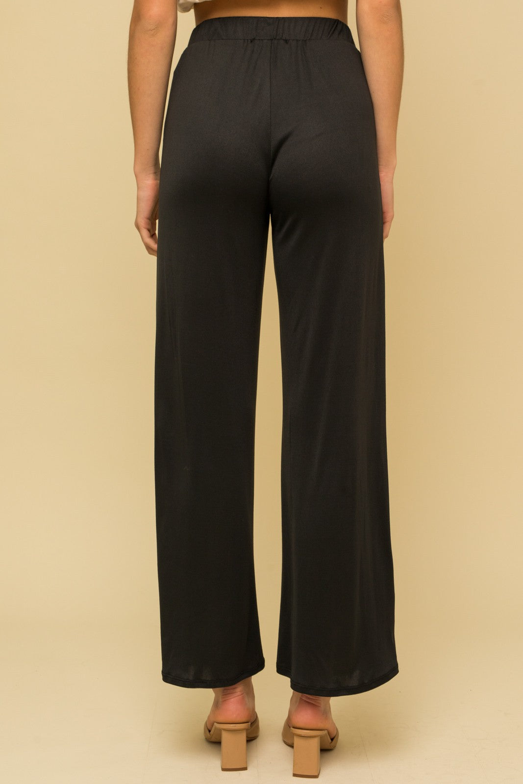 Elastic Waist Wide Leg Pants - Black ONLY 1 SMALL LEFT