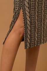 Midi Skirt - Black Abstract
