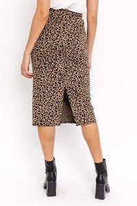 Midi Skirt - Brown/Black Animal Print