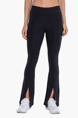 Venice Mid-Rise Leggings with Front Slits - Black