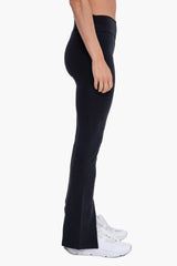 Venice Mid-Rise Leggings with Front Slits - Black