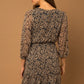 Floral V-Neck Wrap Dress - Navy/Taupe