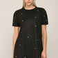 Jewel Embellished Faux Suede Shift Dress - Black  ONLY 1 S LEFT