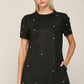 Jewel Embellished Faux Suede Shift Dress - Black  ONLY 1 S LEFT