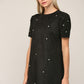 Jewel Embellished Faux Suede Shift Dress - Black  ONLY 1 S LEFT