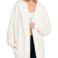 Hooded Faux Fur Jacket with Pockets - Ivory