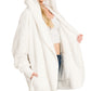 Hooded Faux Fur Jacket with Pockets - Ivory