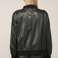 Rib Trimmed Faux Leather Top - Black