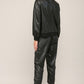 Contrast Rib Band Trim Faux Leather Jogger - Black