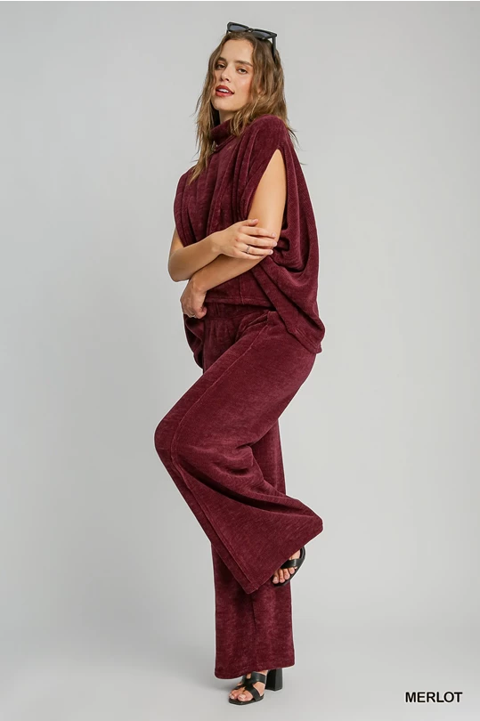 Luxe Knit Poncho Style Top - Merlot