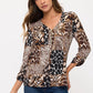Animal Print Square Zipper Top - Black/Brown/Taupe