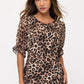 Animal Print Twist Side Top - Taupe/Black
