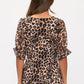 Animal Print Twist Side Top - Taupe/Black
