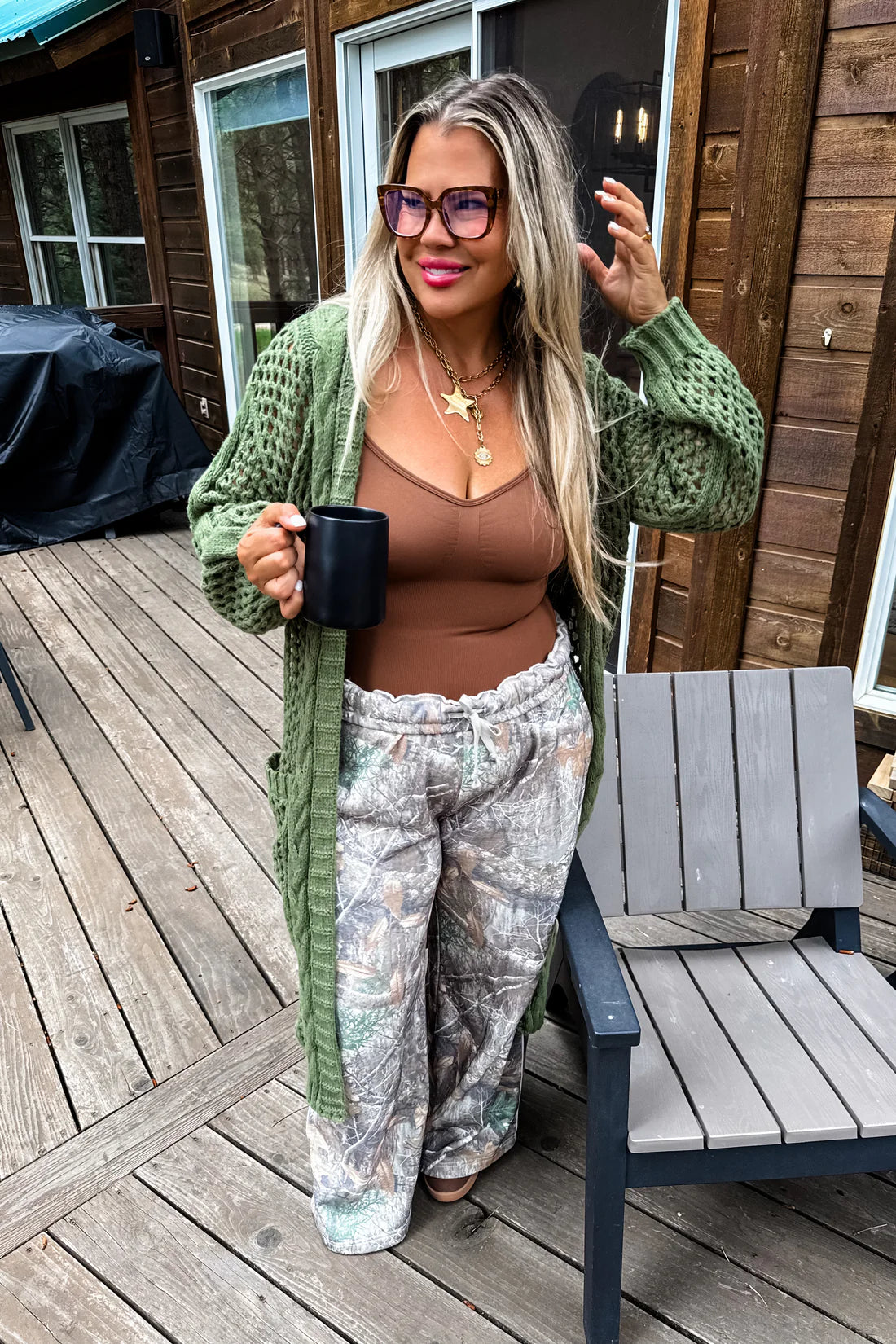 Long Length Knit Cardigan - Olive