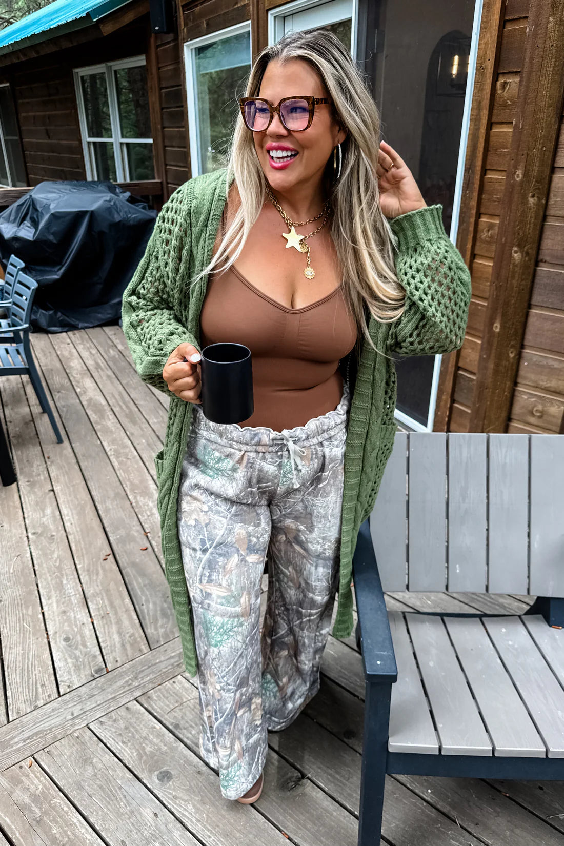 Long Length Knit Cardigan - Olive