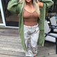 Long Length Knit Cardigan - Olive