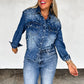 Classic Denim Top with Pearls