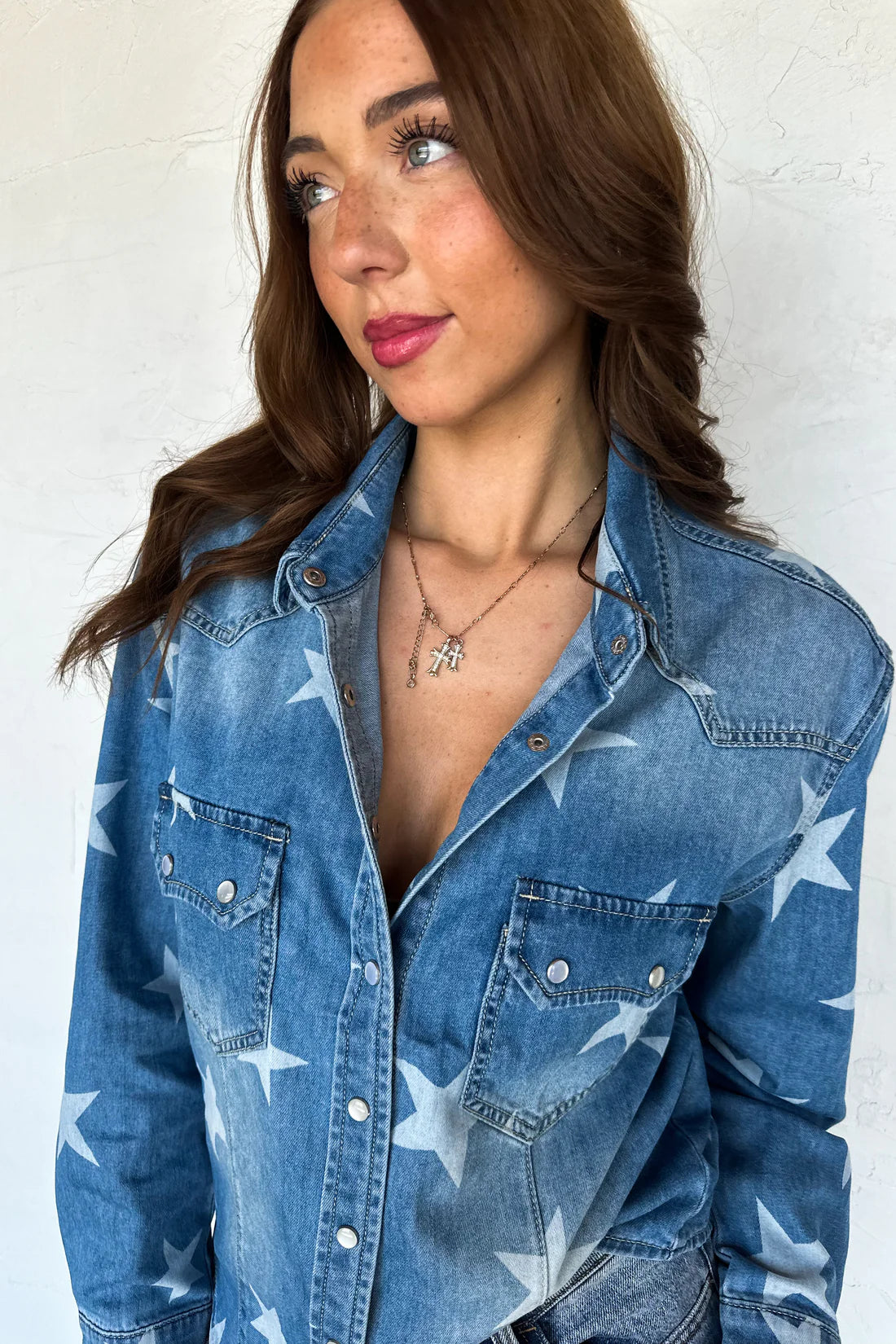 Classic Denim Top with Stars