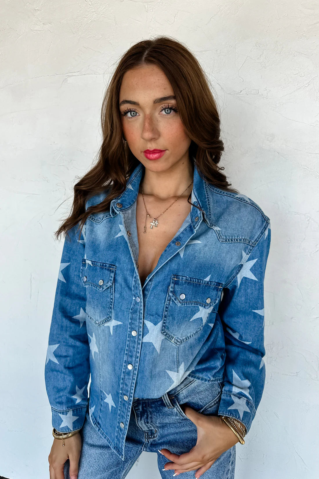 Classic Denim Top with Stars