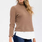 Mixed Media Mockneck Top - Mocha