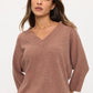 V Neck Dolman Sweater - Mocha