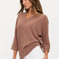 V Neck Dolman Sweater - Mocha