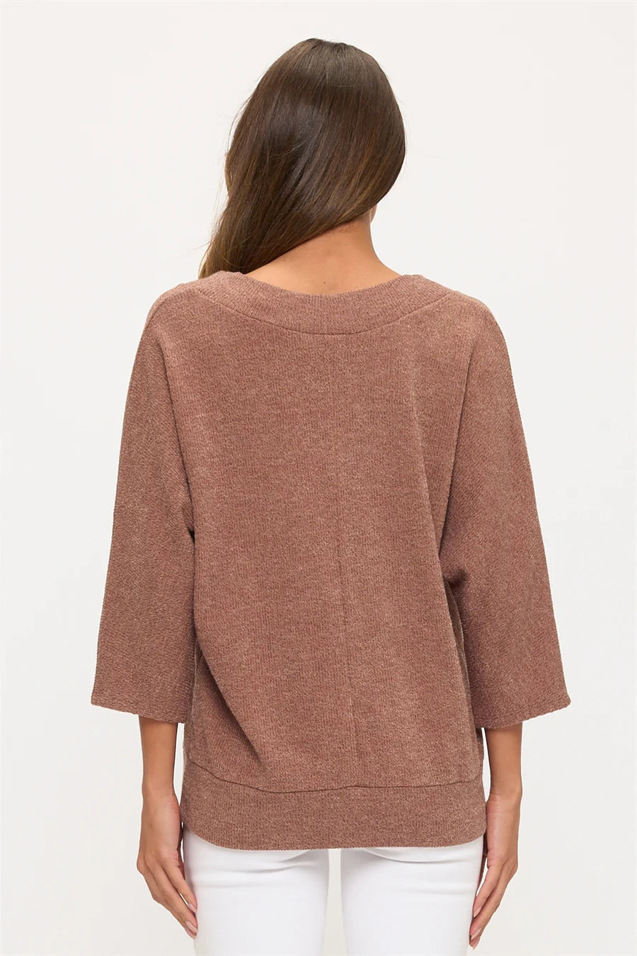 V Neck Dolman Sweater - Mocha