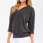 V Neck Dolman Sweater -Black Charcoal