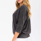 V Neck Dolman Sweater -Black Charcoal