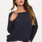 Scoop Neck Dolman Rib Sweater - Navy