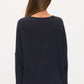 Scoop Neck Dolman Rib Sweater - Navy