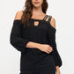 Rhinestone Shoulder Top - Black