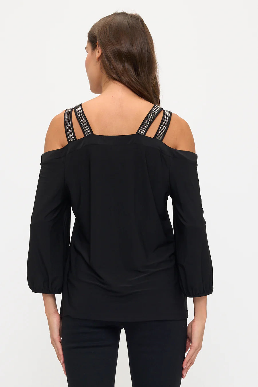 Rhinestone Shoulder Top - Black