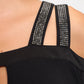 Rhinestone Shoulder Top - Black