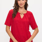 Glitter O Ring Blouse - Red