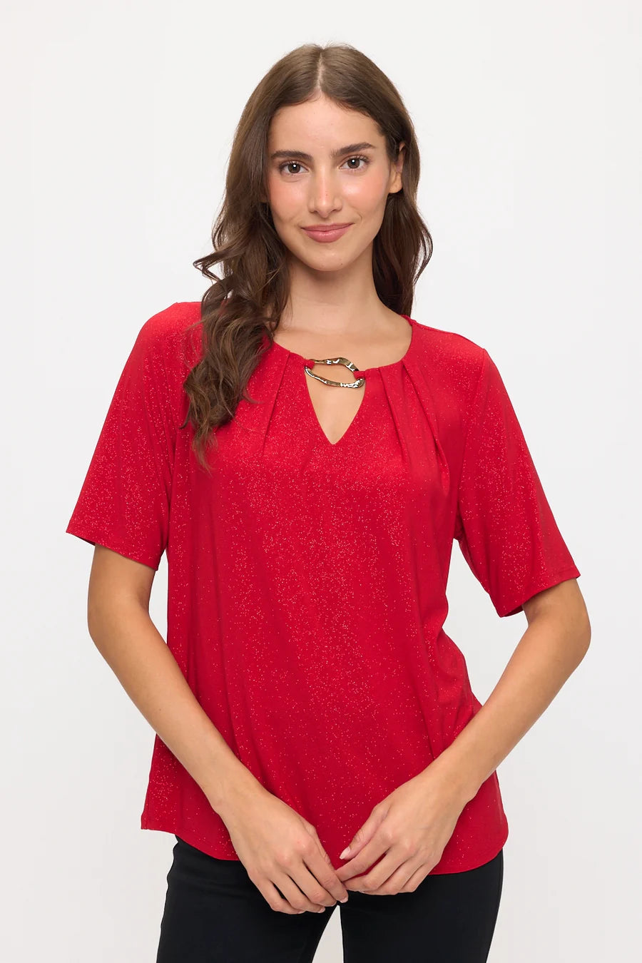 Glitter O Ring Blouse - Red