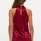 Velvet O Ring Halter Top - Burgundy