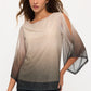 Ombre Cold Shoulder Top - Black/Brown/Nude