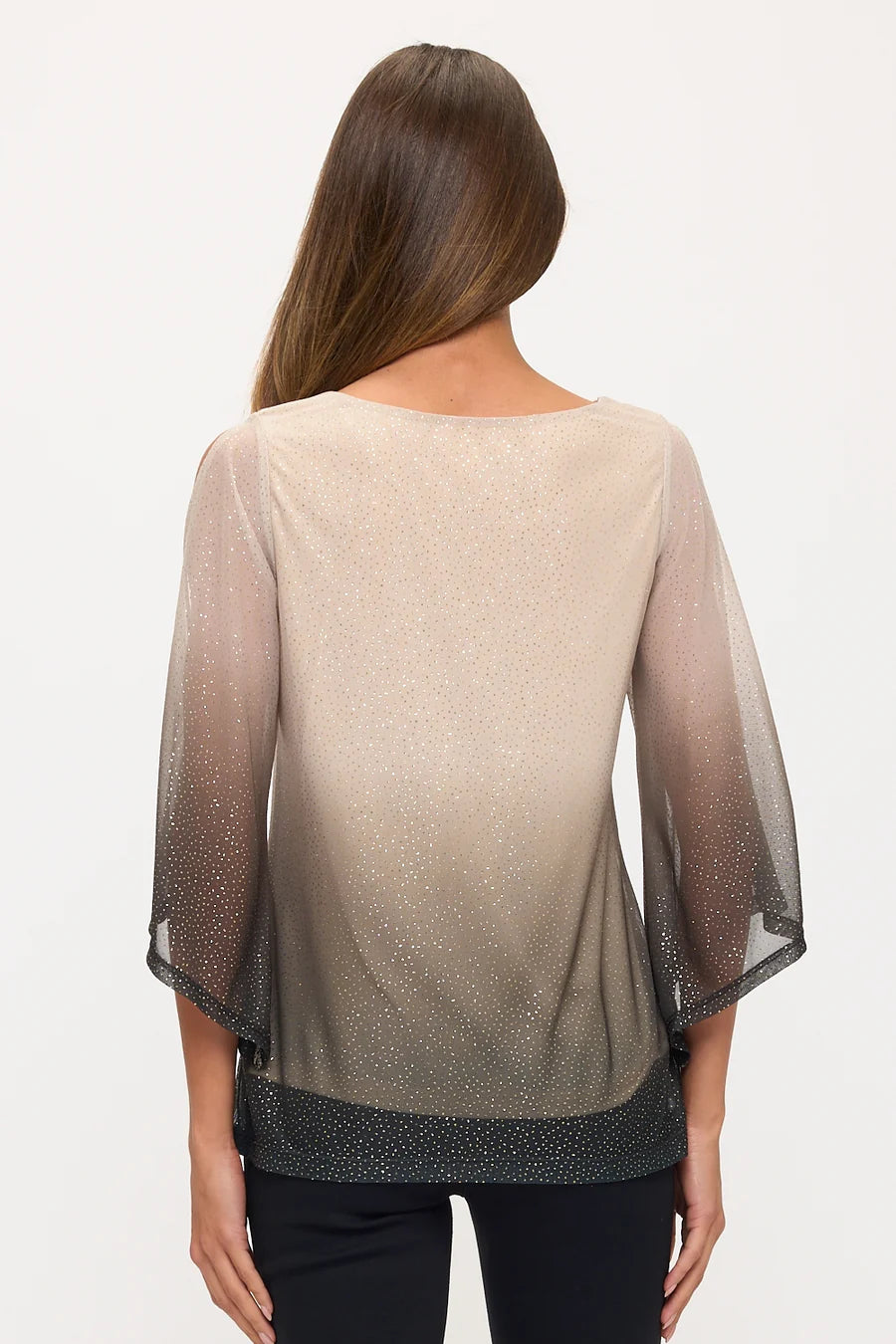 Ombre Cold Shoulder Top - Black/Brown/Nude