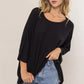 3/4 Sleeve Dolman Top - Black